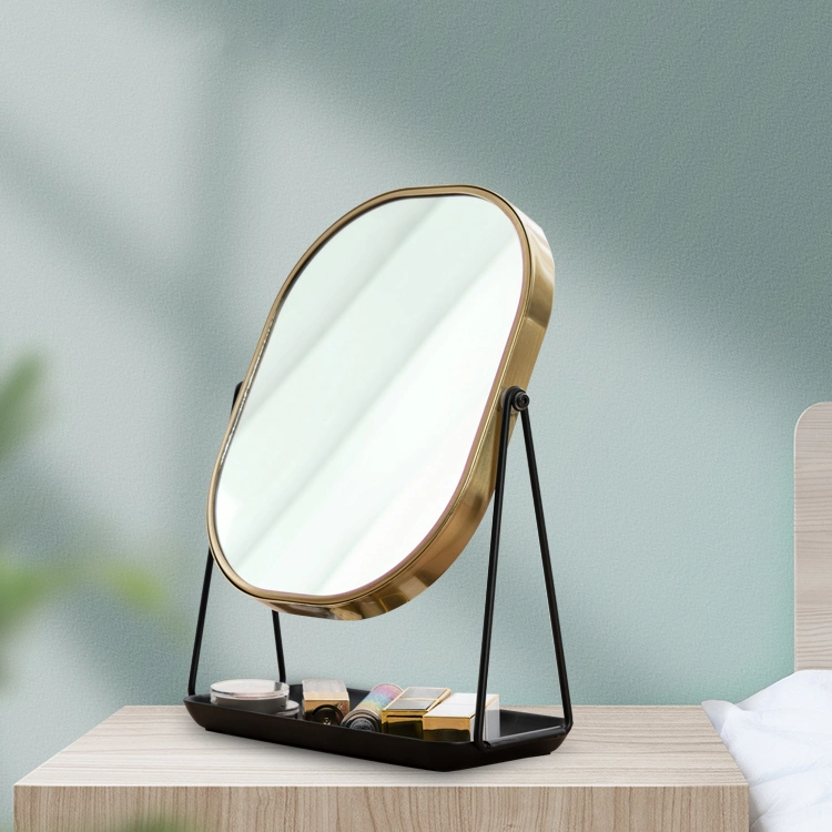 Golden Makeup Decorative Mirror with Storage