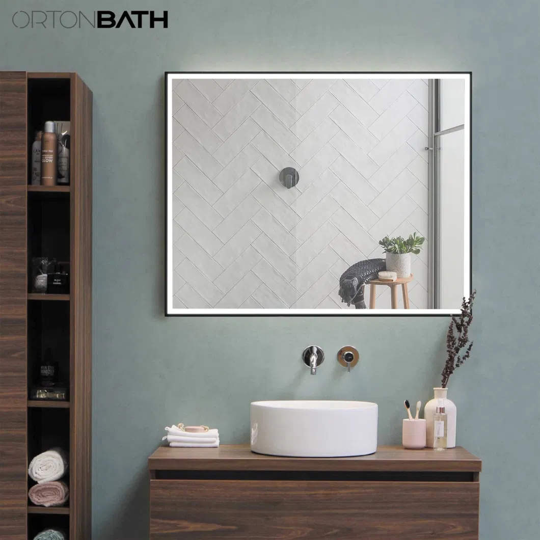 Ortonbath Rectangular LED Bathroom Vanity Mirror, 3 Colors Light Dimmable, Makeup Mirror with Anti-Fog Touch Switch (Front-lit&Backlit)