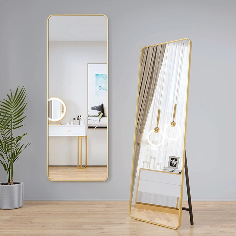 Decorative Black Frame Square Full Length Stand up Glass Mirror for Bedroom