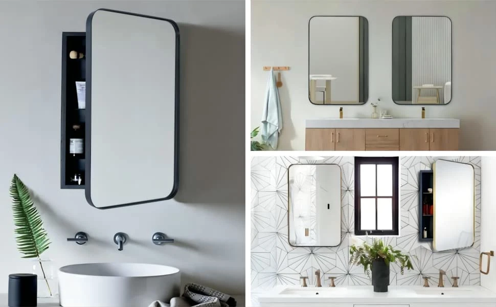 Brushed Nickel Recessed Bathroom Mirror Wall Cabinet 16 X 24 &prime;&prime; (CM8-9)
