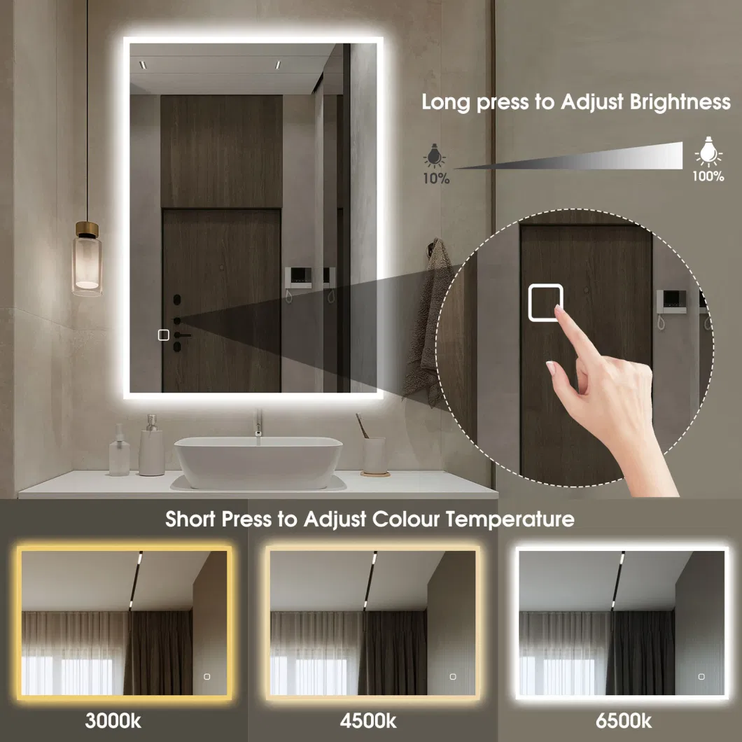 Bathroom LED Illuminated Mirror Cabinet Wall-Mounted Mirrored Door