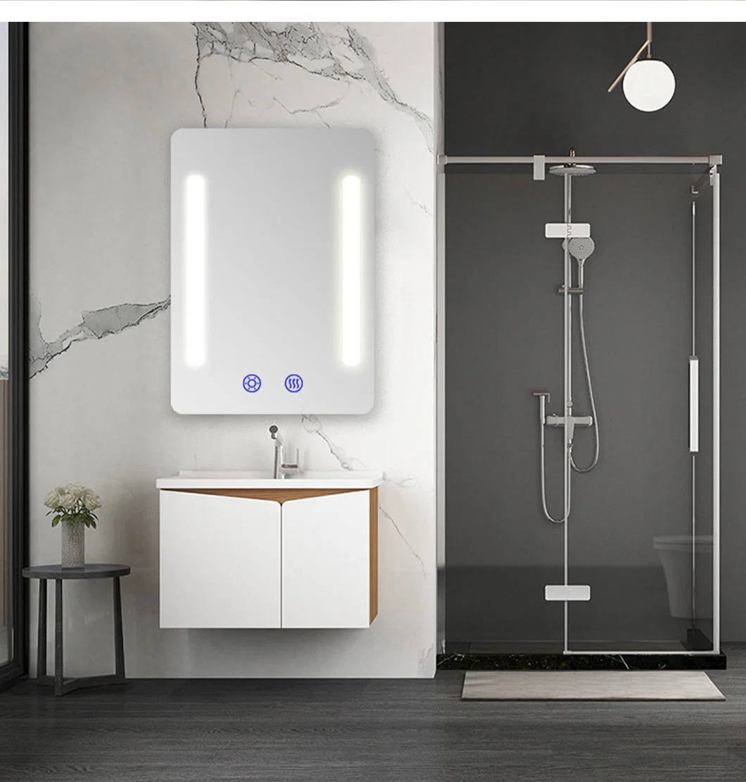 2022 Modern Bathroom Vanities Home Furniture Large Wall Mounted Bedroom Sets Back Light Smart Defog Makeup Half Moon LED Mirror