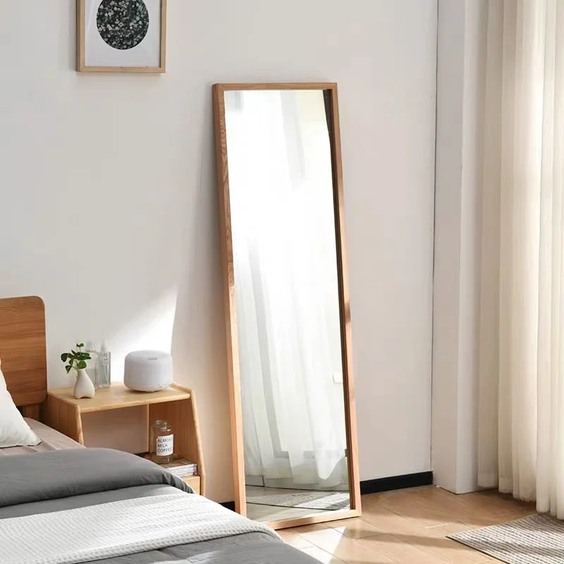 Ortonbath Gold Frame Against Wall Full Length Floor Dressing Mirror LED Lights Touch Sensor Switch Backlit Bathroom Full Length Dressing Mirror