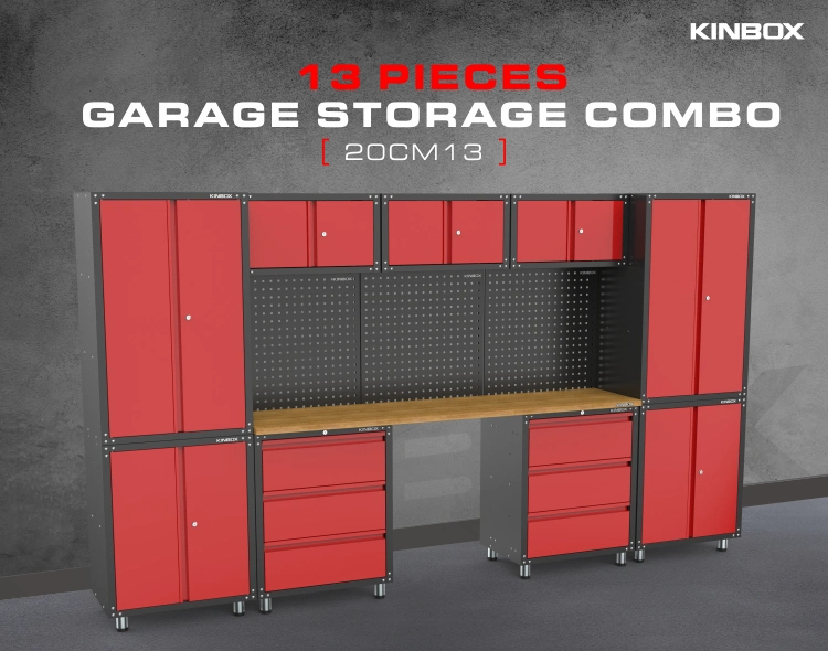 Kinbox 13 Pieces Workshop Garage Storage Steel Tool Wall Cabinet for Store