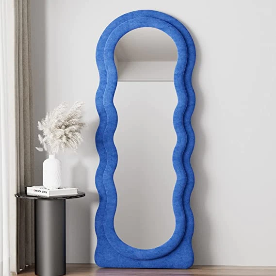 Wave Shape Decorative Floor Standing Wall Mounted Large Full Body Length Dressing Mirror