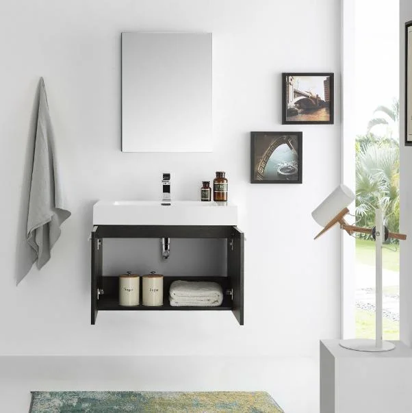 30-Inch Black Wall-Hung Modern Bathroom Vanity Medicine Cabinet