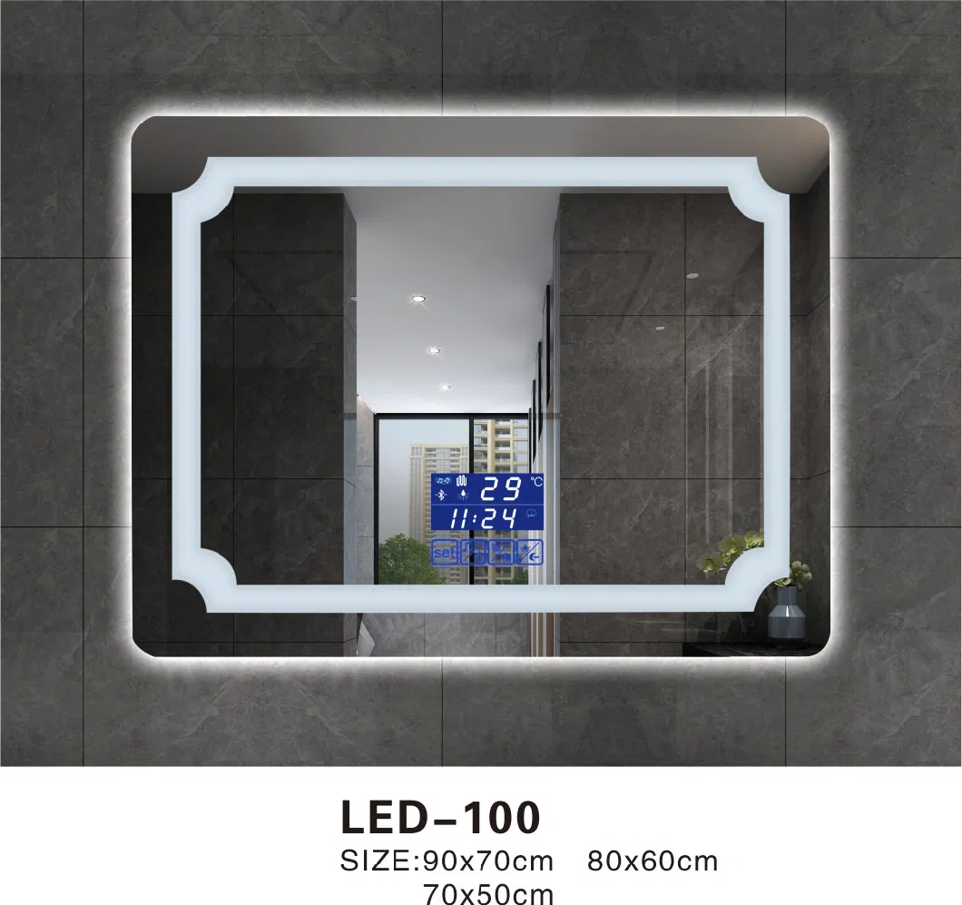 China Factory OEM ODM LED Mirror Square Rectangular Intelligent Bathroom Cosmetic Mirror