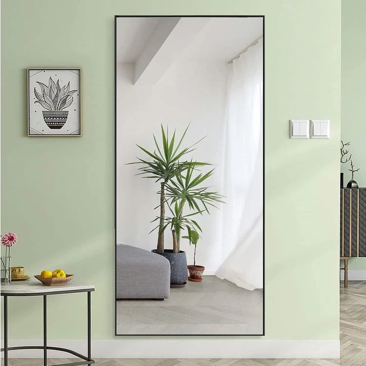 Large Arch Shape Wall Metal Frame Mirror Aluminum Full Body Standing Floor Mirror for Home Decor
