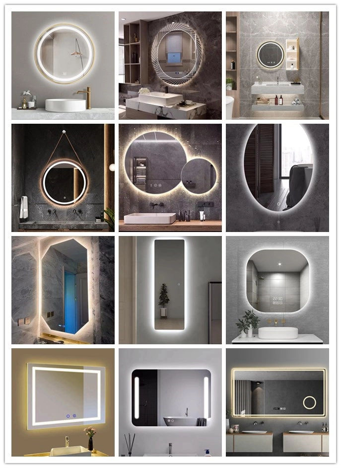 Sairi Hotel Bathroom Aluminum Frame Black Gold LED Mirror Oval 500*500mm