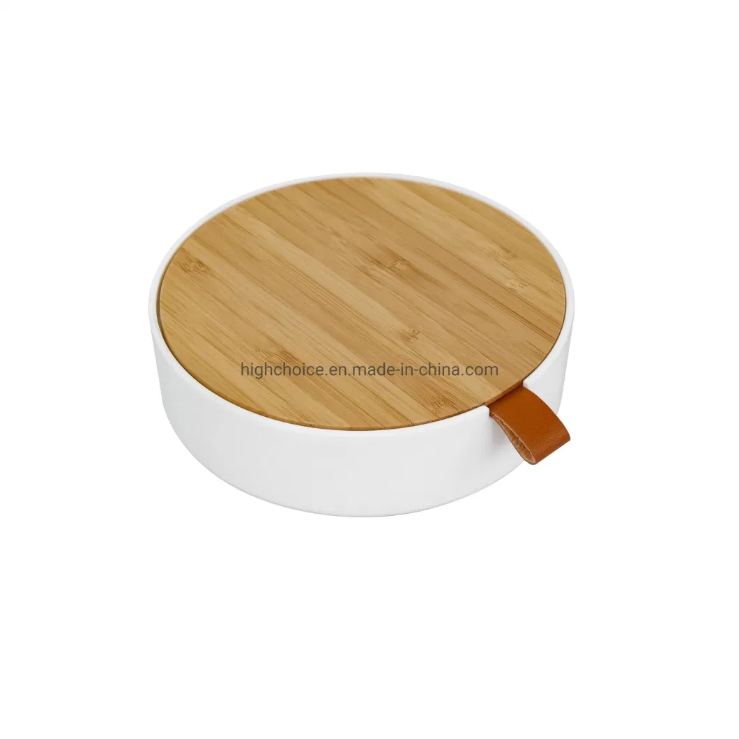 Bathroom Bamboo Plastic Table Round Storage Mirror