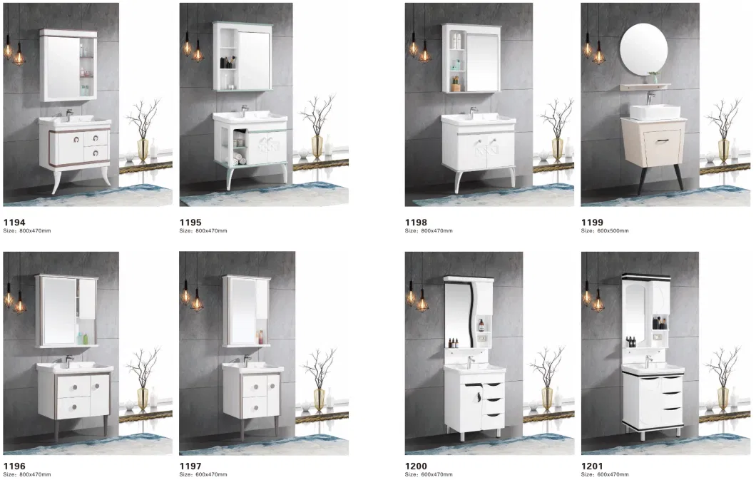 Elegant Mirrored Furniture Wholesale PVC Cabinet Economic Bathroom Vanities
