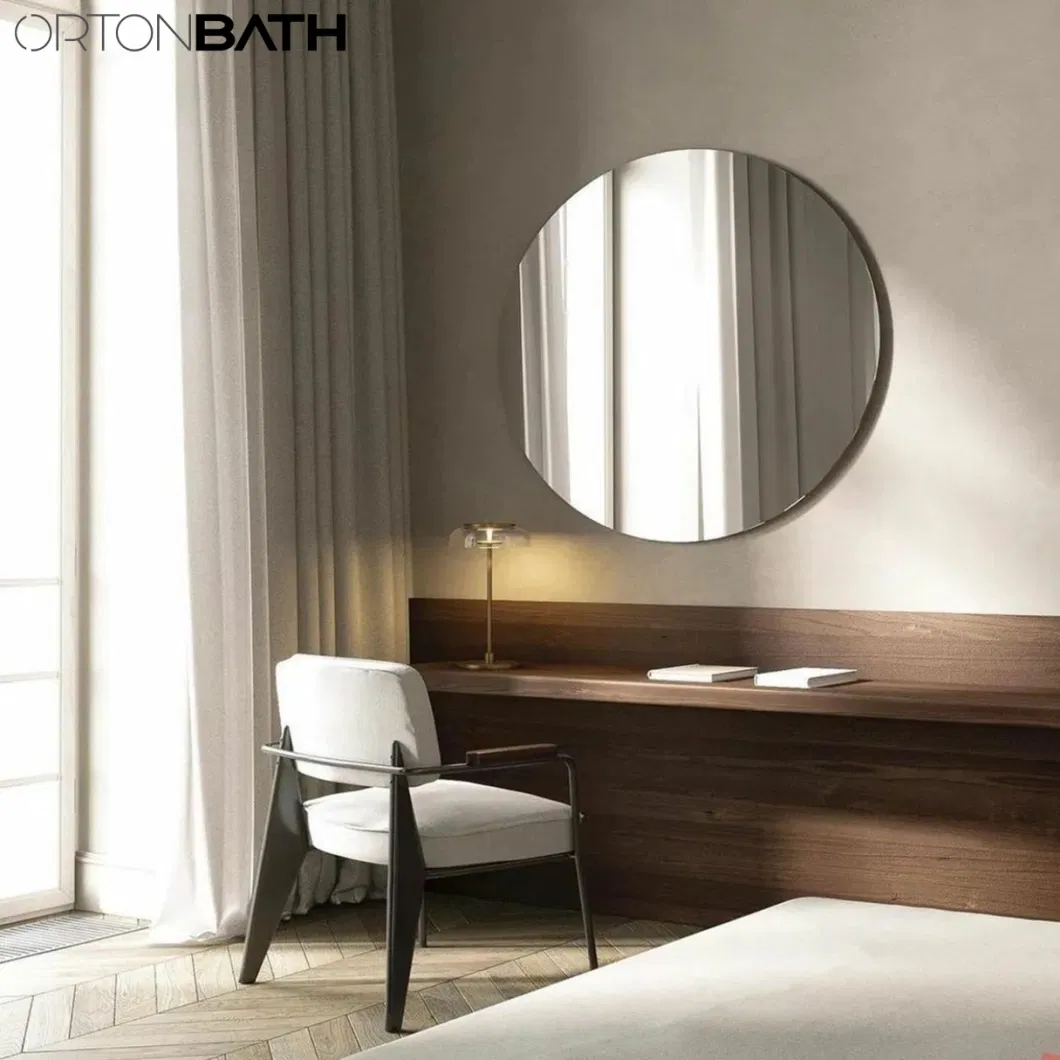 Ortonbath Frameless Round Circle Bath Home Smart Wall Mounted Non-LED Mirror Bathroom Designer Art Mirror