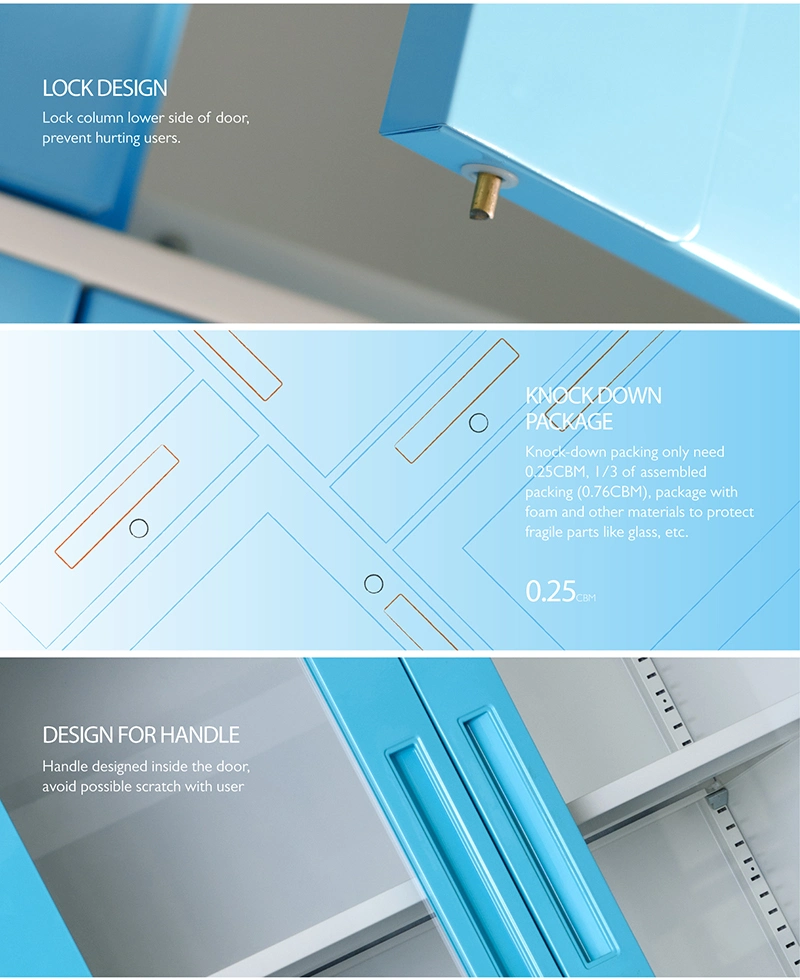 Skh098-2 Steel Hospital Medicine Cabinet with Locker