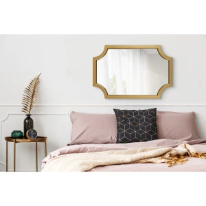 Hogan Wood Framed Full-Length Wall Mirror with Scallop Corners, 24X36 Inches, Gold
