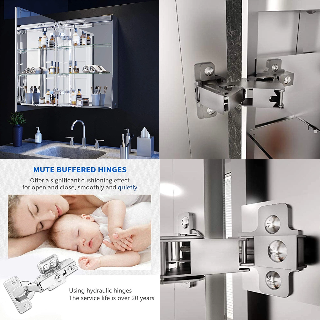 Bathroom Medicine Cabinet Storage Defogger Wall Mounted Dimmable Mirror