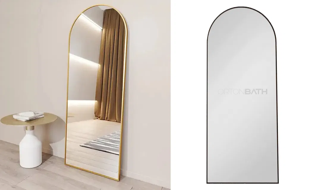 Ortonbath Floor Mirrors Dressing Mirror Full-Length Body Free Standing Gold Aluminum Framed Full Length Large Size Oversized Mirror