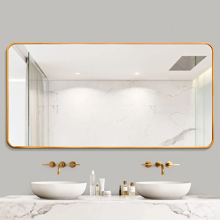 Hotel Home Decor Aluminium Metal Frame Rectangle Wall Mirror Bathroom Makeup Mirrors Hanging Wall Mirror