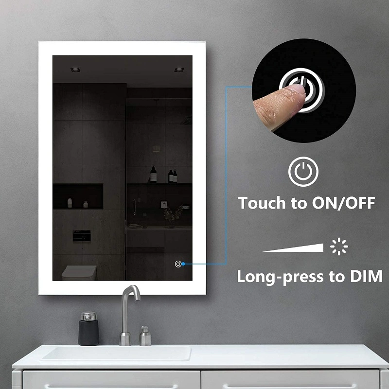 Modern Style Rectangular Vanity Mirror Bathroom Custom LED Backlight Defogging Smart Bathroom Mirror