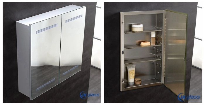 Hotel Wall Mounted Recessed One Two Three Door Medicine Bathroom Lighted Aluminum MDF PVC LED Mirrored Cabinet