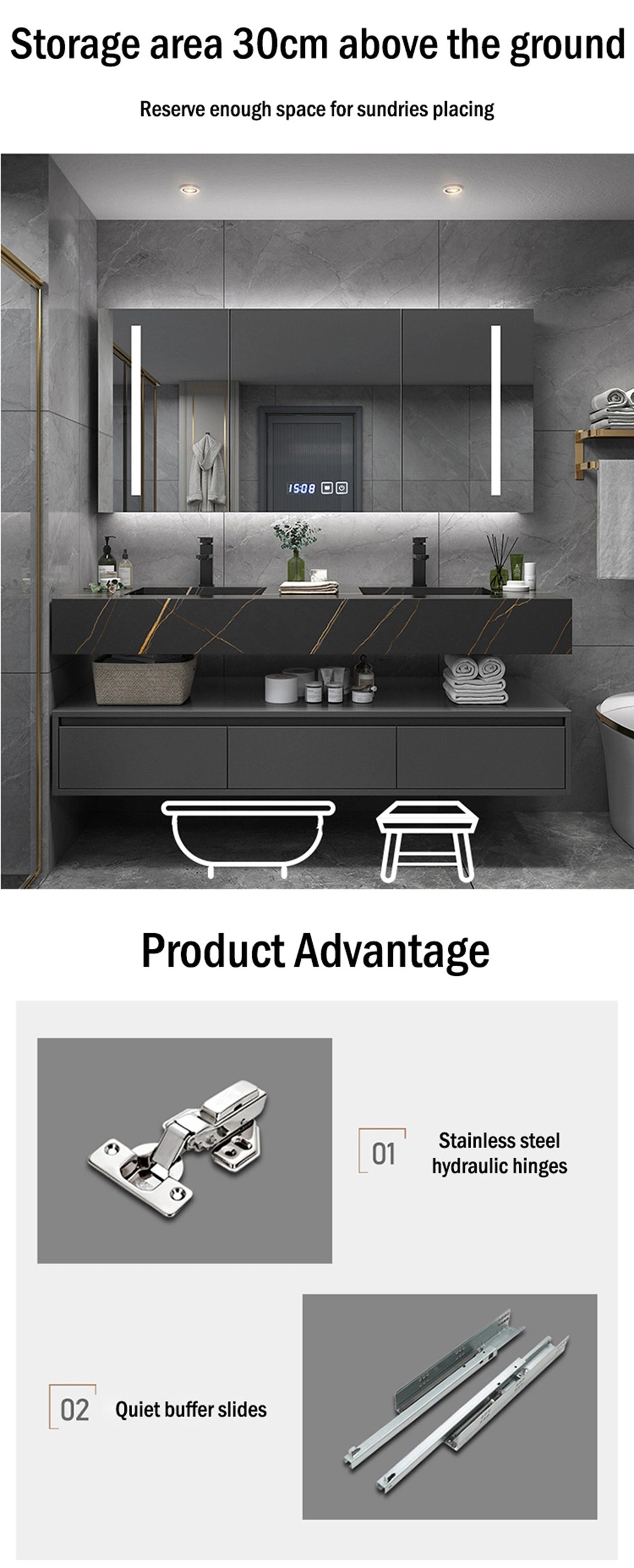 Illuminated Smart Mirror Vanity Modern Storage Bathroom Mirror Cabinet with LED Light