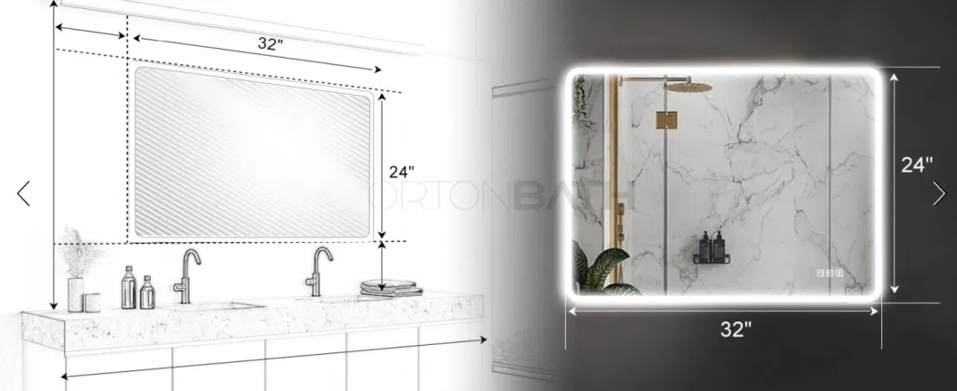 Ortonbath Vanity Smart Mirror with Lights Wall Mounted 24X32 Inch Dimmer Defogger Crystal Clear Shatterproof LED Bathroom Mirror with Bluetooth Music Speaker