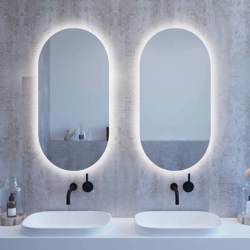 Bathroom LED Mirror for Shower Room Defogger Wall Mounted Mirror with Touch Switch Bluetooth Speaker Defog Digital Clock