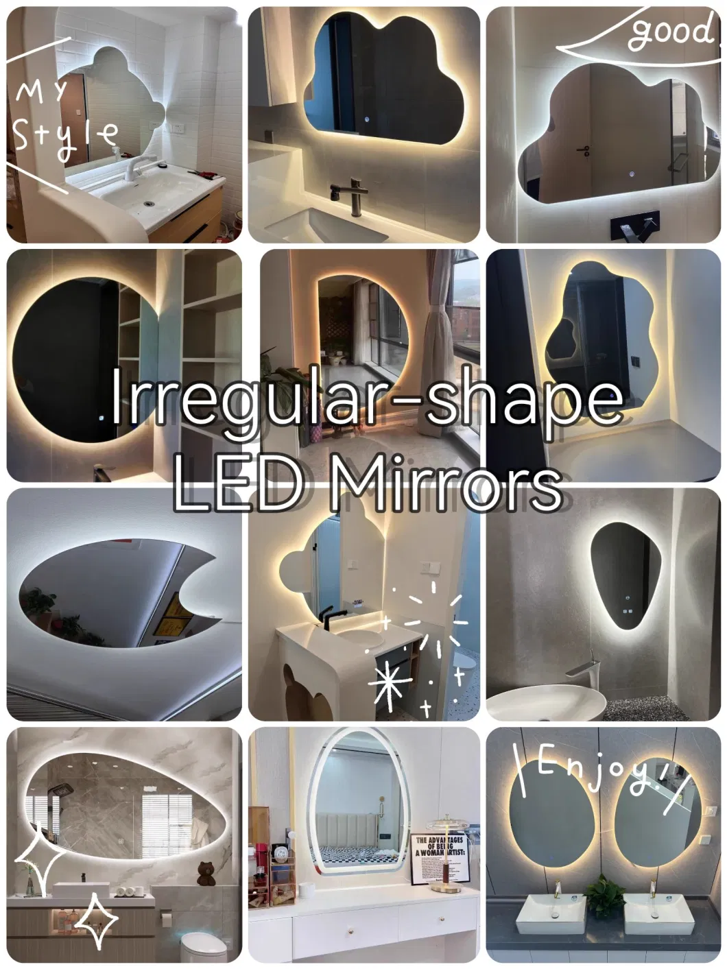 Irregular Wall Mounted Mirror Frame-Less Full Length Floor Mirror