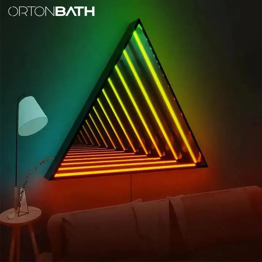 Ortonbath Infinity Triangle Mirror LED Infinity Mirror Wall Geometric RGB Colour Changing Wall Decor 3D Tunnel Magical Mirror