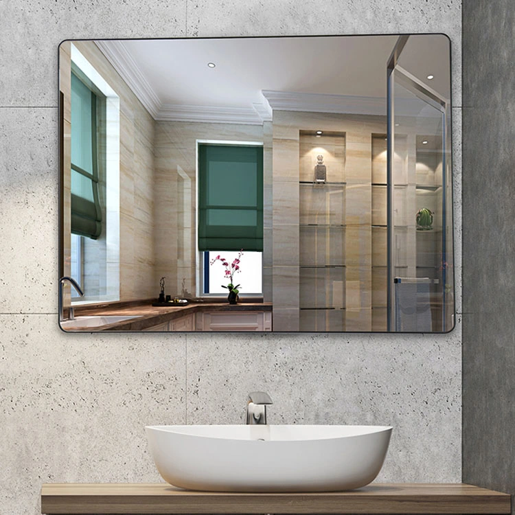 Customization Large Rectangle Black Gold Silver Metal Framed Wall Mirror with Bathroom Mirror