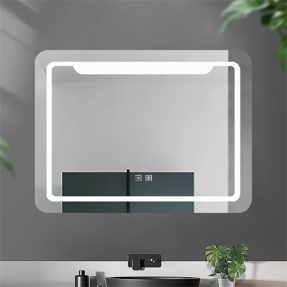 Defogger Brightness Dimmer Adjustment Backlit LED Lights Rectangular Bath Smart LED Mirror Bathroom Mirrors