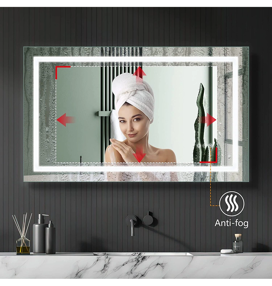 Factory Wholesale Touch Sensor Home Wall Decoration Salon Furniture Wall Mounted Make up LED Smart Home LED Bathroom Mirror with Defogger and Bluetooth Speaker
