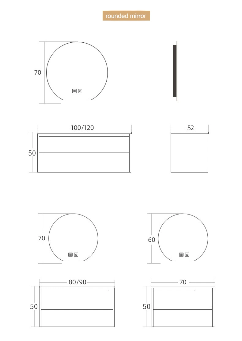 Square LED Backlit Illuminated Mirror with Anti Fog Function Wall Mounted Makeup Vanity Bathroom Cabinet