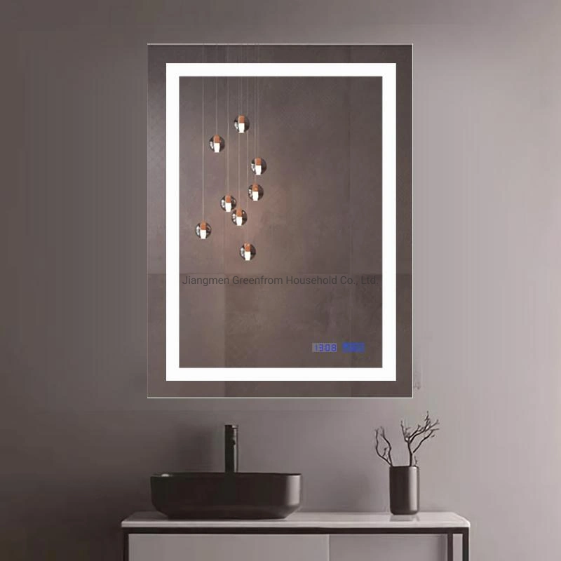 Square Bathroom LED Lighted Makeup Mirror with Anti-Fog Function