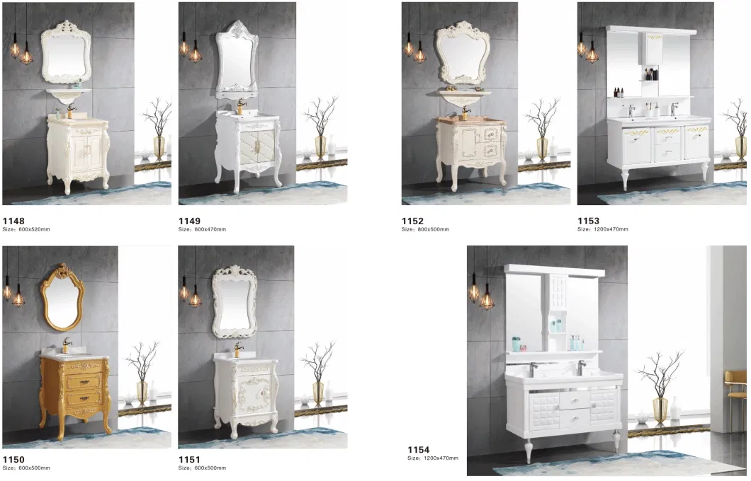 Modern Luxury White Hotel Wall Mount PVC Bathroom Vanity Cabinet Bathroom Vanities Cabinets with Sink