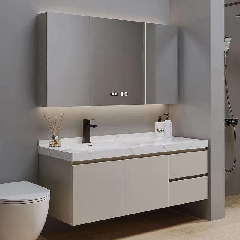 Grey Modern Wall Mounted Bathroom Cabinet with Intelligent Mirrors