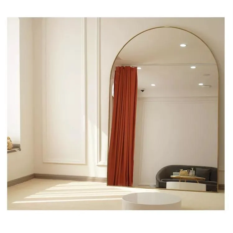 Custom Wholesale Large Big Arch Metal Framed Gold Full Length Body Long Dressing Standing Floor Wall Mirror