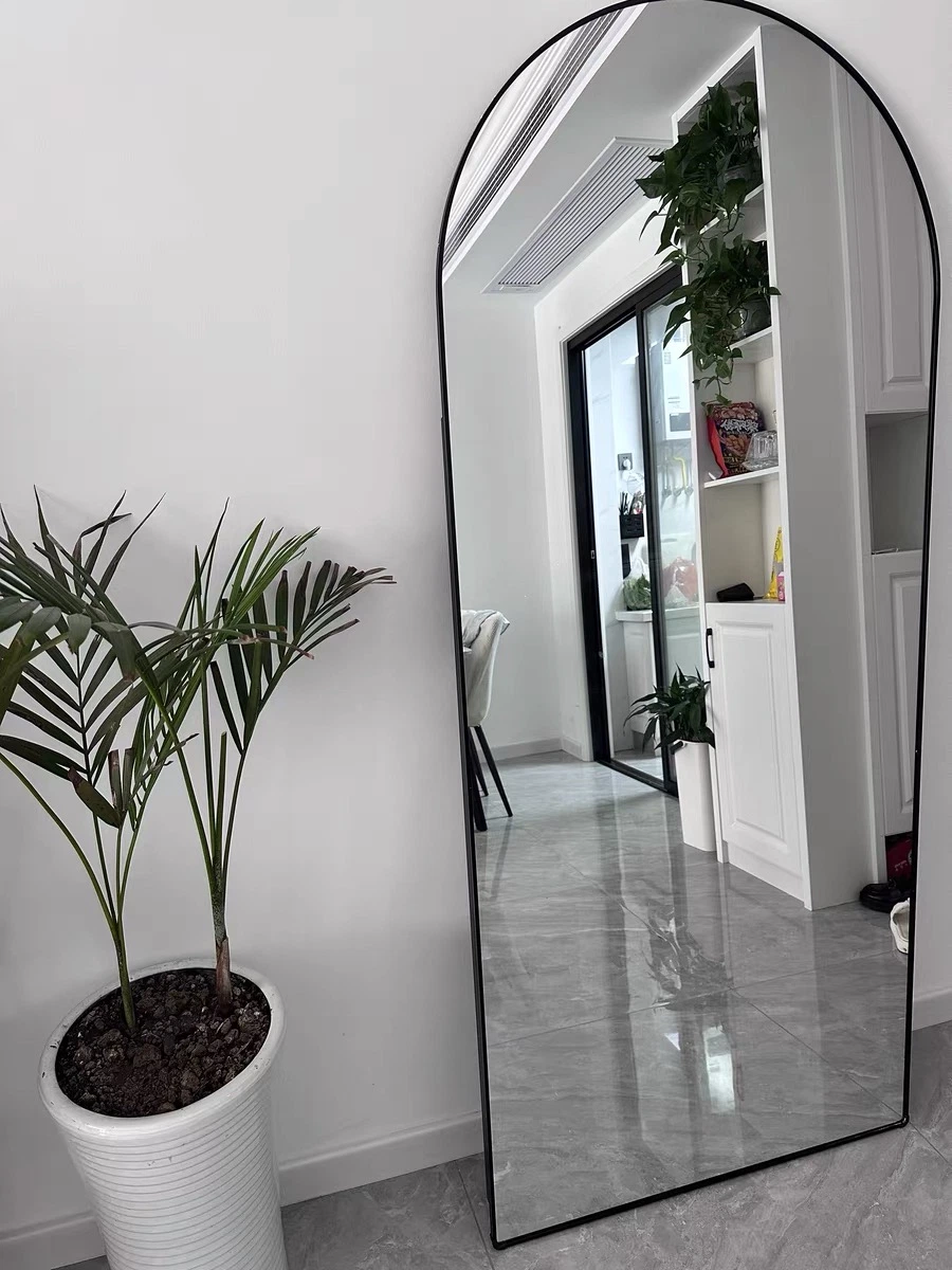 Deep Frame Arched Full Length Mirror Floor Mirrors with Aluminum Alloy Frame Wall-Mounted Full Length Body Mirror