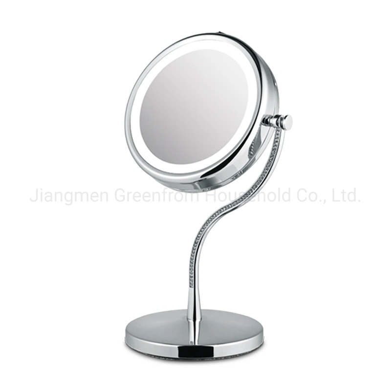 Decorative S Shape Shining Diamond LED Desktop Jeweled Makeup Beauty Vanity Cosmetic Mirror