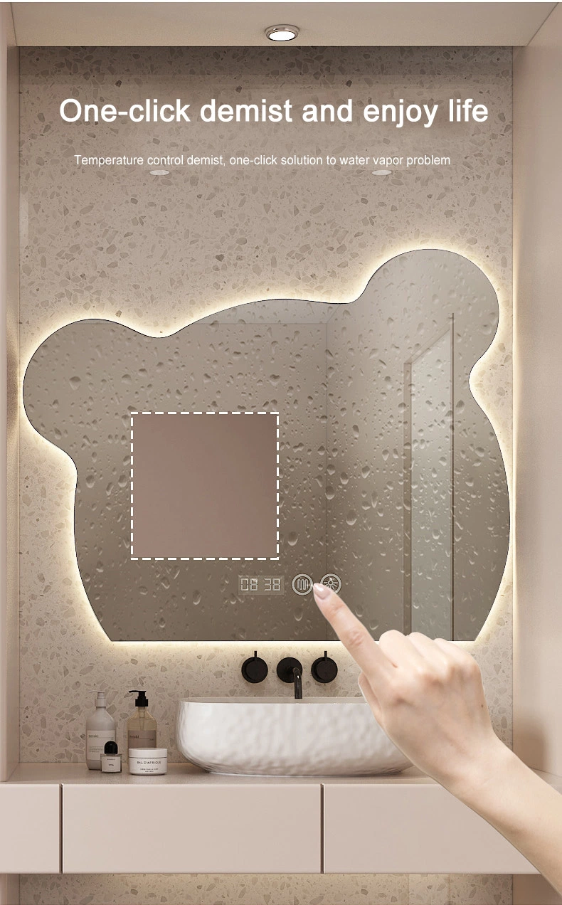 Hot Selling Cartoon Shaped Backlight Anti Fog Bath Wall Mirror Bathroom Intelligent LED Mirror Touch Screen