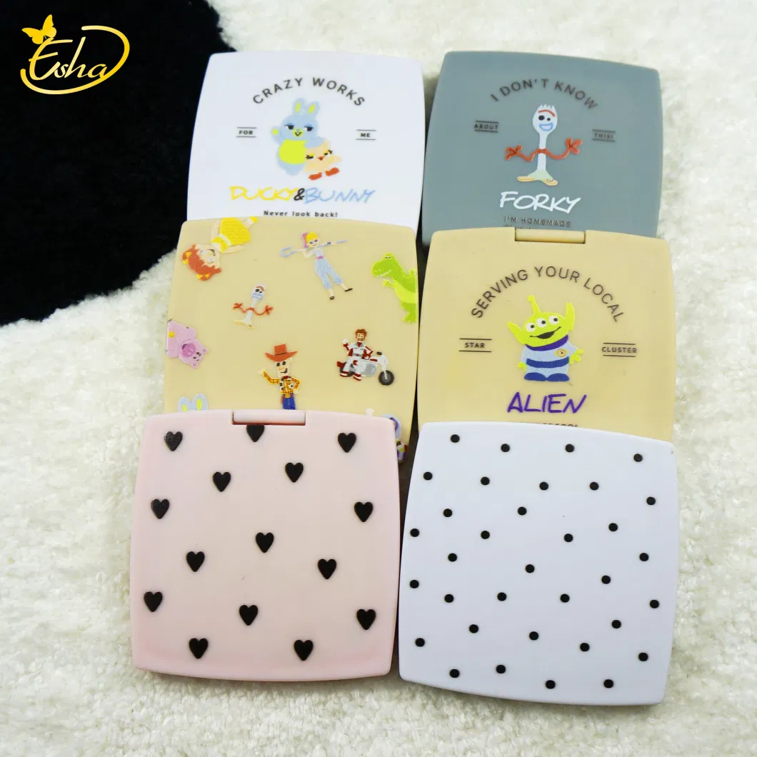 Double-Sided Folding Square Makeup Mirror Portable Small Mirror Japanese-Style Cute Pocket Mirror