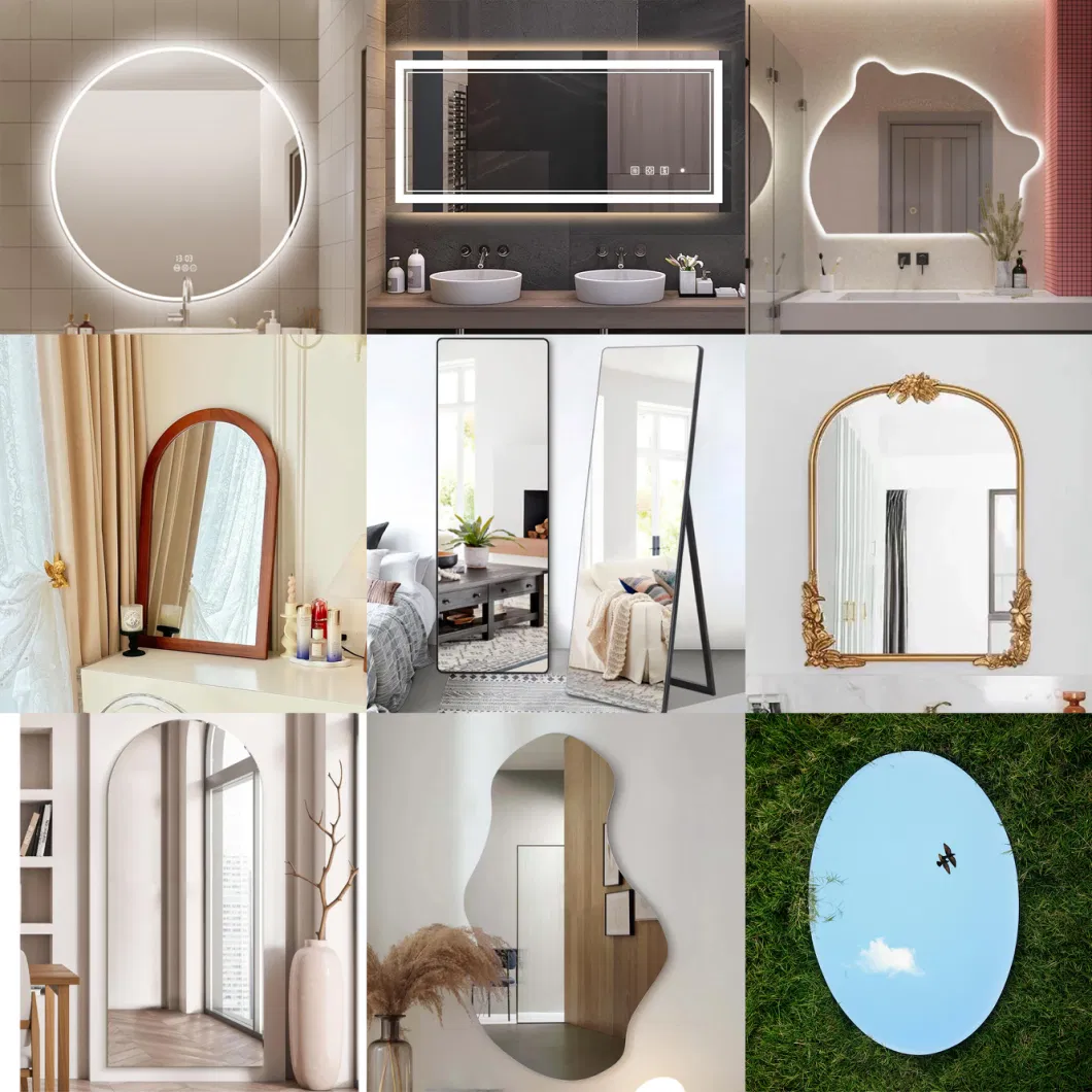 Modern Style Irregular Full Length Dressing Standing Wall Aluminium/Silver/Copper Free Mirror