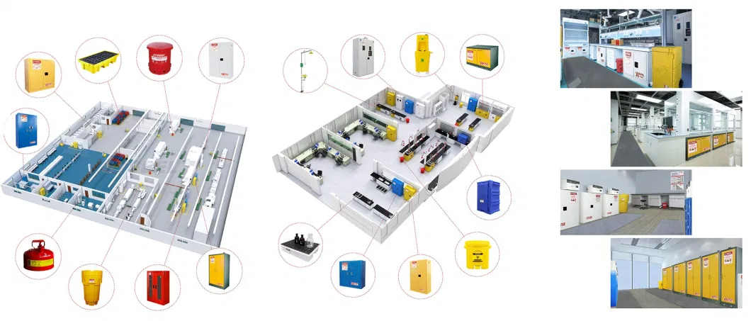 Polypropylene School Laboratory Chemical Medicine Acid Corrosive Safety Storage Cabinet with Shelves