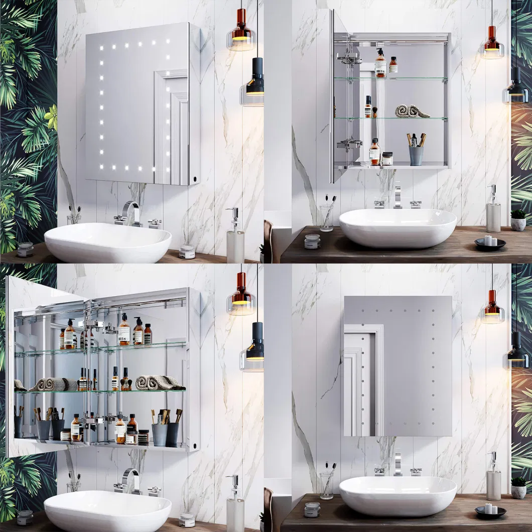 Sally Bathroom Storage Medicine Mirror Cabinet 17X23inch Waterproof LED Mirror