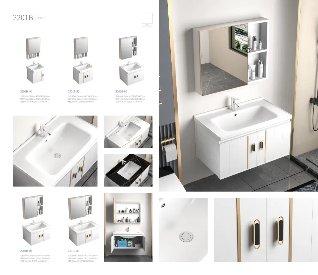 Hotel Furniture Sanitary Ware Bathroom Wall Mounted Wash Basin Sink Vanities Lighting Cabinets