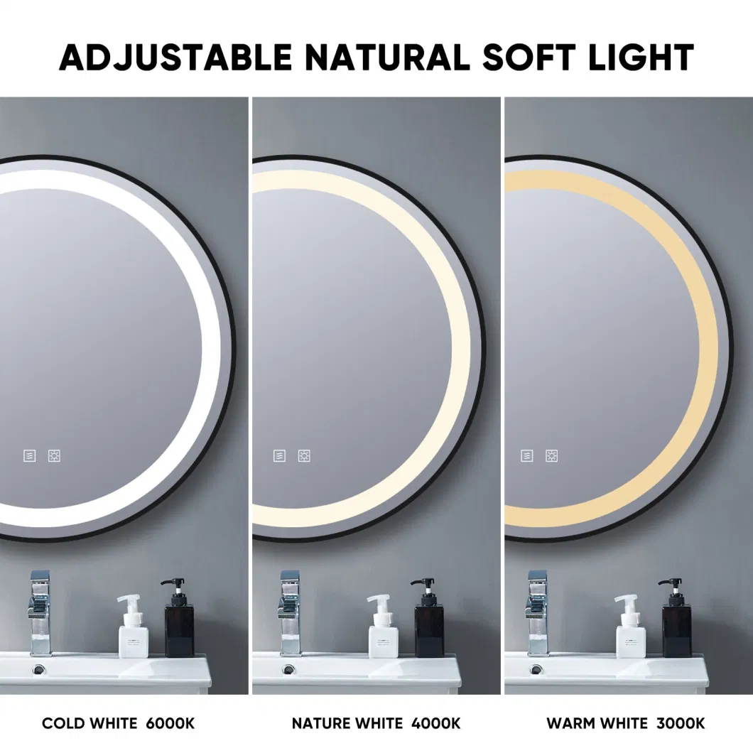 Ximu 4mm Framed LED Glass Mirror Illuminated Vanity Decorative Bathroom LED Mirror