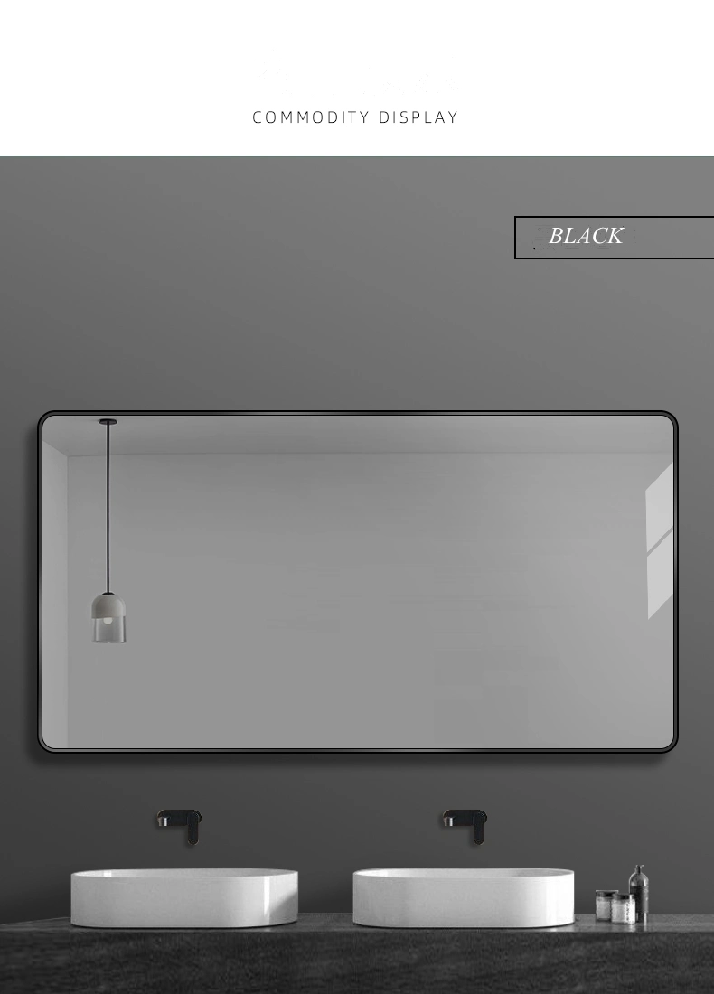 Black/Golden Metal Aluminum Frame Bathroom Decorative Silver Smart Mirror