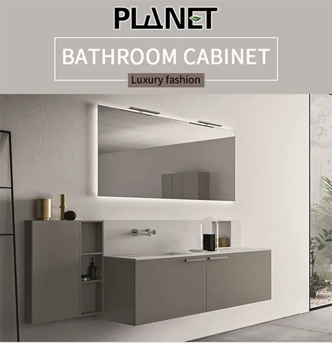 Commercial Modern Single Sink Antique Bathroom Vanity Mirrored Cabinet Unit Set