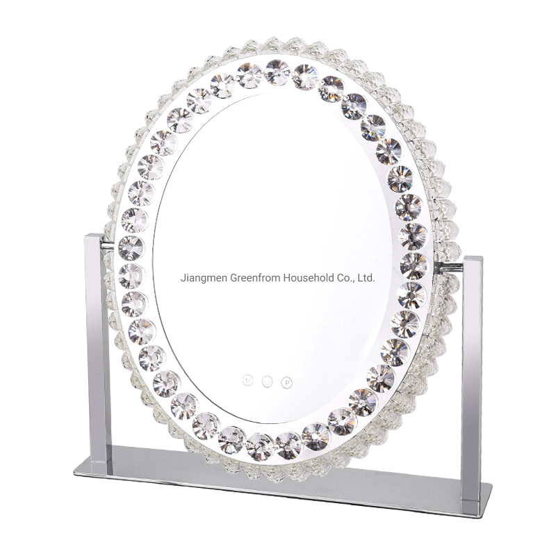 Luxury Round Shape Makeup Desk LED Vanity Crystal Makeup Mirror