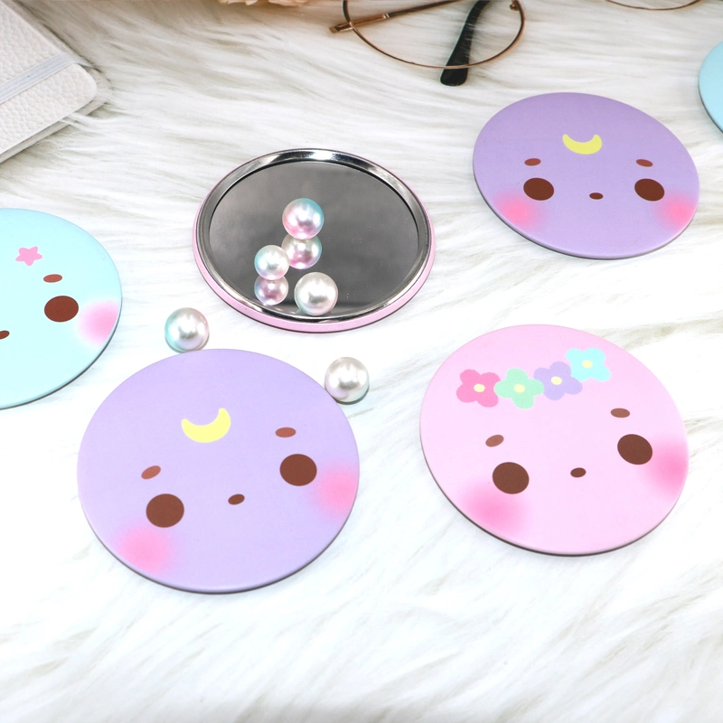 Custom Print Logo Cute Tinplate Pocket Round Mini Mirror for Makeup Small Vanity Mirror