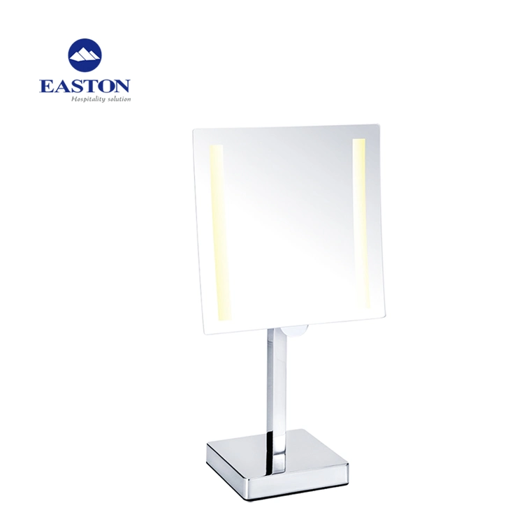 Free Standing LED Light Magnifying Mirror with Height Adjustable